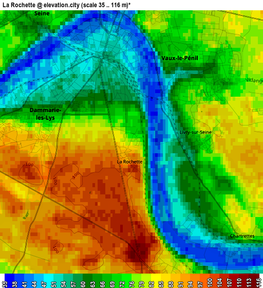 La Rochette elevation map