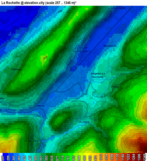 La Rochette elevation map