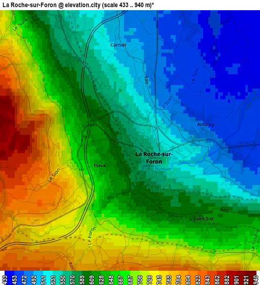 La Roche-sur-Foron elevation map