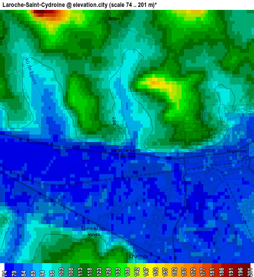 Laroche-Saint-Cydroine elevation map