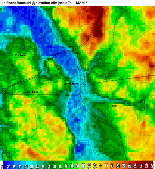 La Rochefoucauld elevation map