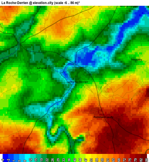 La Roche-Derrien elevation map