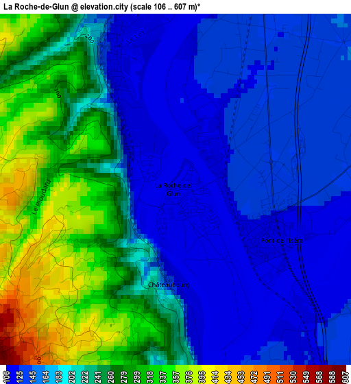 La Roche-de-Glun elevation map