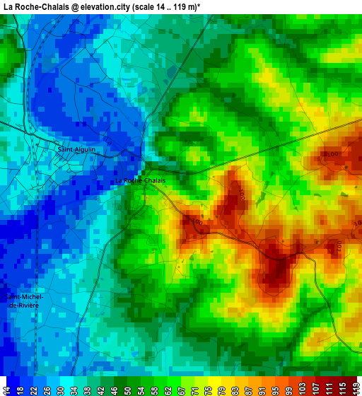 La Roche-Chalais elevation map