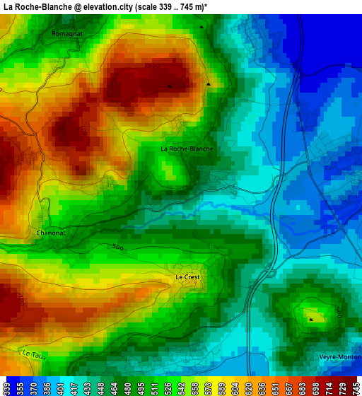 La Roche-Blanche elevation map