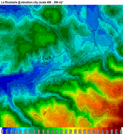 La Ricamarie elevation map