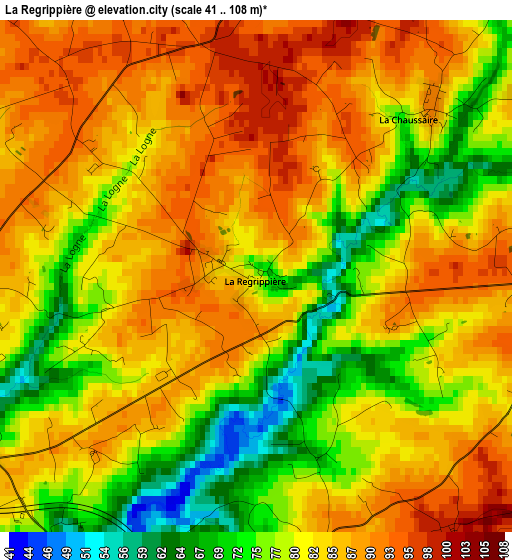 La Regrippière elevation map