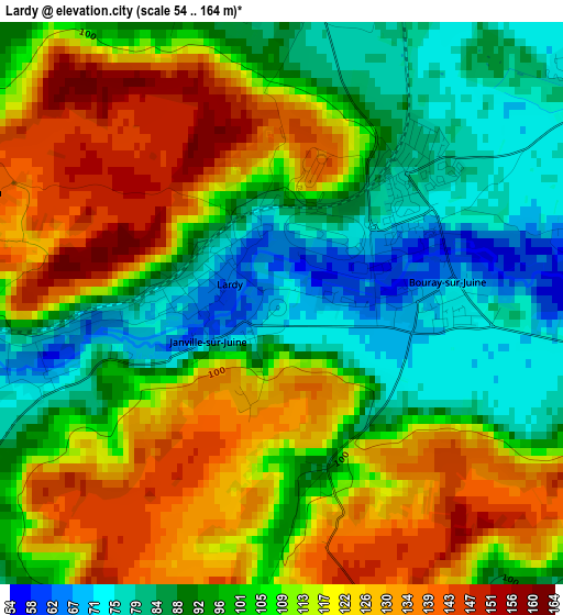 Lardy elevation map