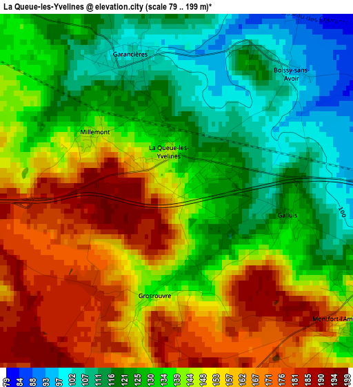 La Queue-les-Yvelines elevation map