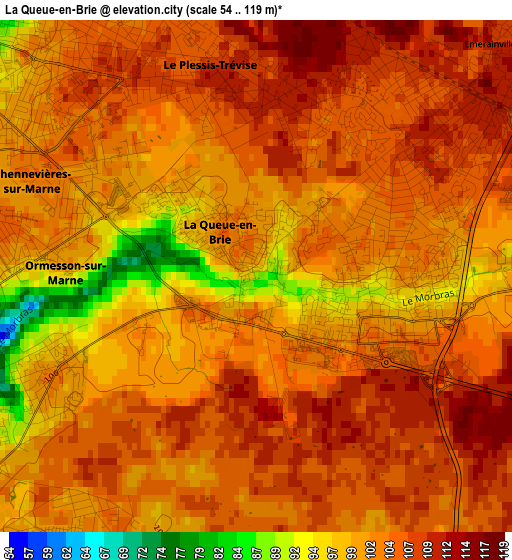 La Queue-en-Brie elevation map