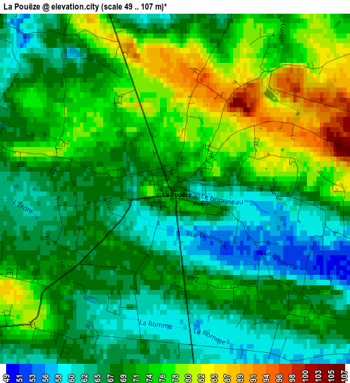 La Pouëze elevation map