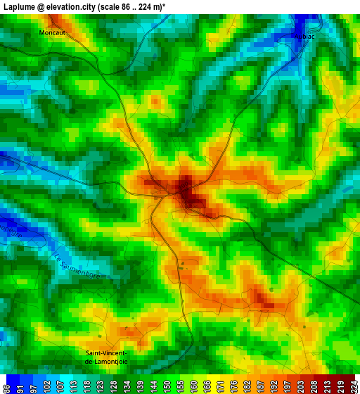 Laplume elevation map