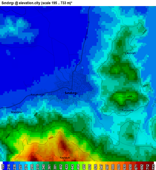 Sındırgı elevation map