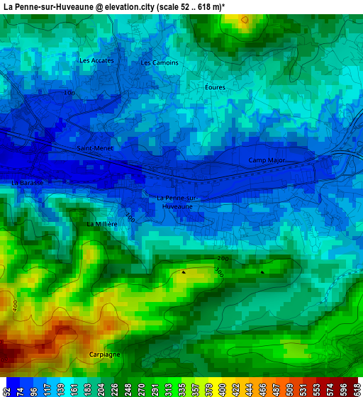 La Penne-sur-Huveaune elevation map