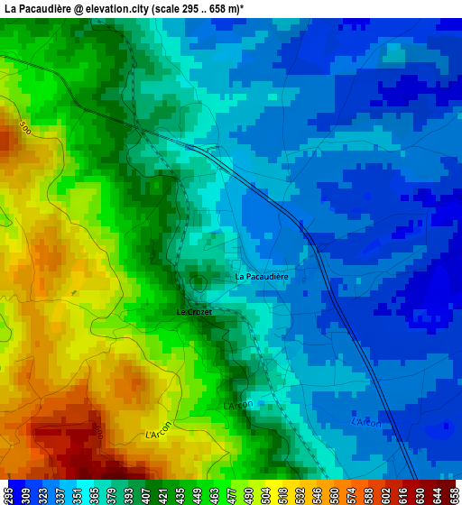 La Pacaudière elevation map