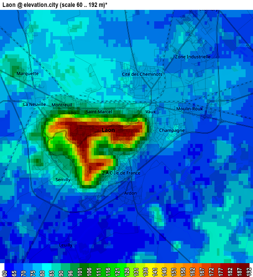 Laon elevation map