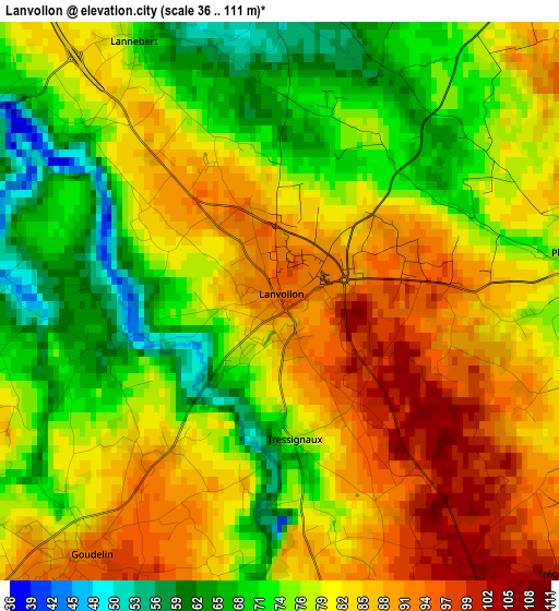 Lanvollon elevation map