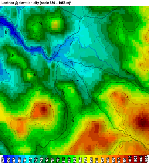 Lantriac elevation map