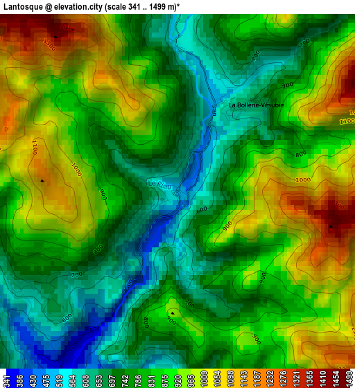 Lantosque elevation map