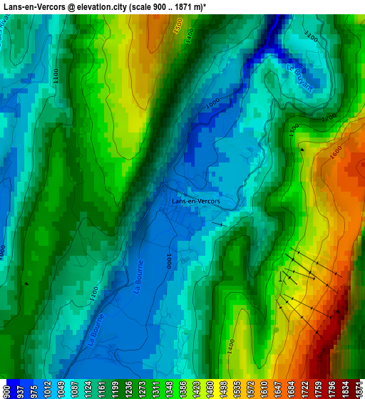 Lans-en-Vercors elevation map