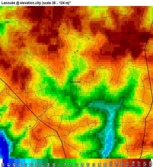 Lanouée elevation map
