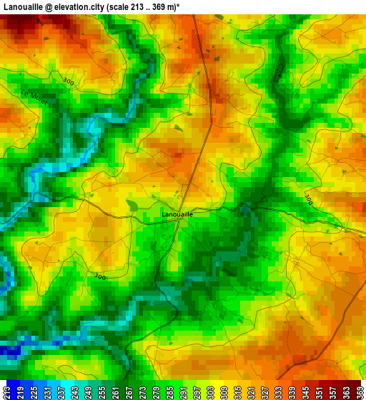 Lanouaille elevation map