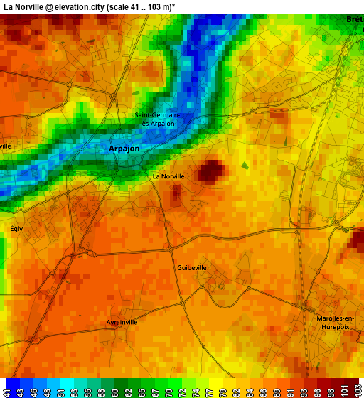 La Norville elevation map