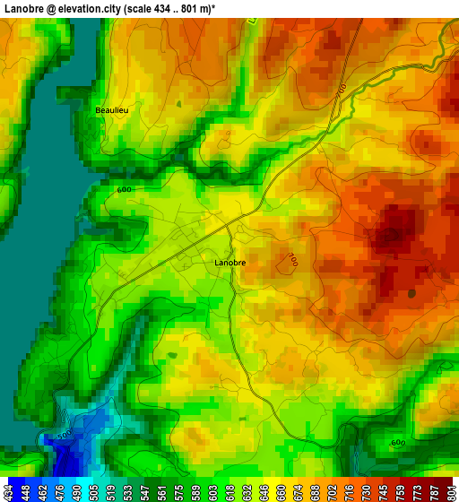 Lanobre elevation map