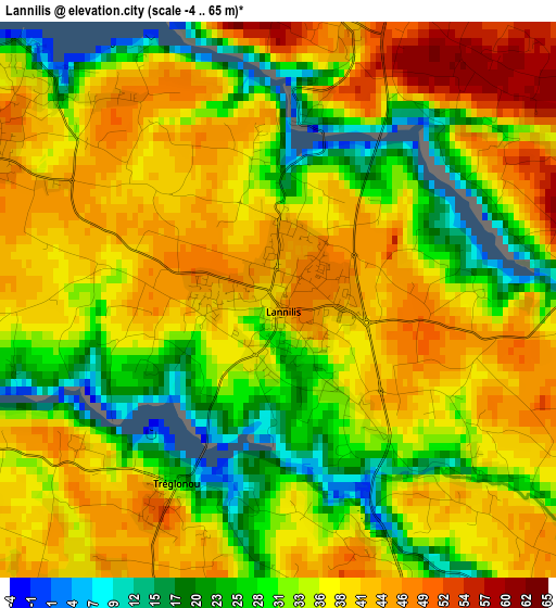 Lannilis elevation map