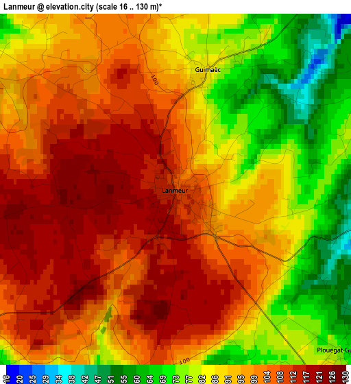 Lanmeur elevation map