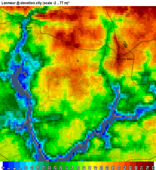 Lanmeur elevation map