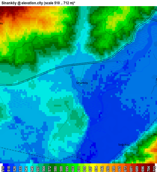 Sinanköy elevation map