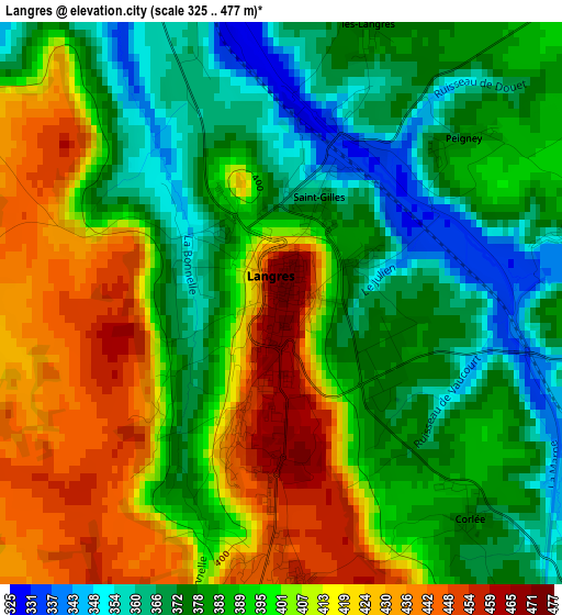 Langres elevation map