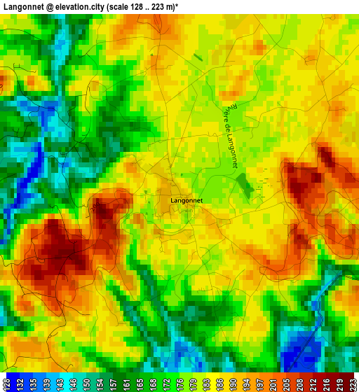 Langonnet elevation map