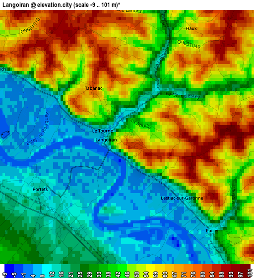 Langoiran elevation map