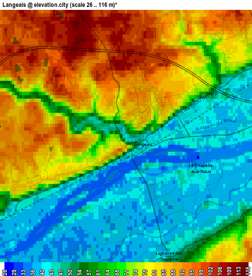 Langeais elevation map