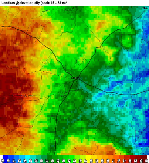 Landiras elevation map