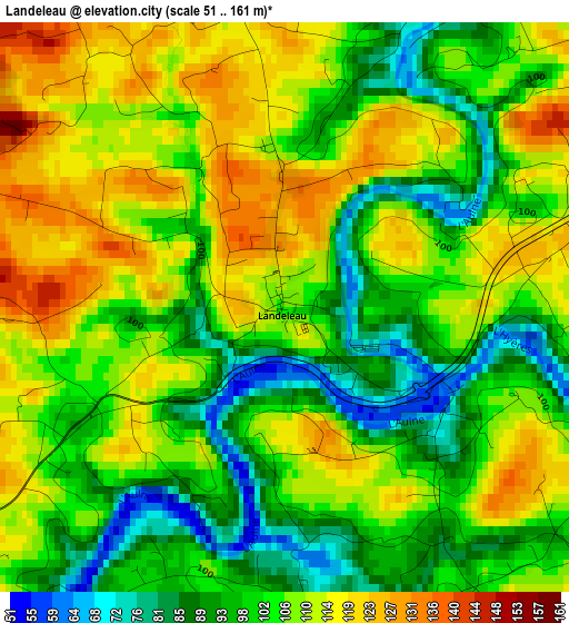 Landeleau elevation map