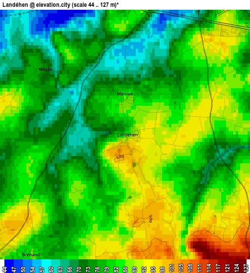 Landéhen elevation map