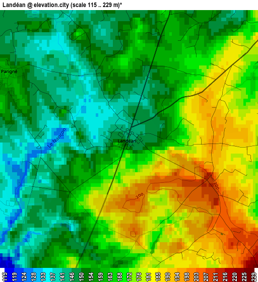 Landéan elevation map
