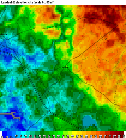 Landaul elevation map