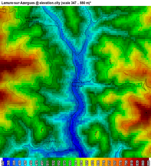 Lamure-sur-Azergues elevation map