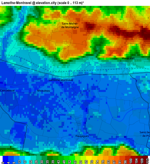 Lamothe-Montravel elevation map