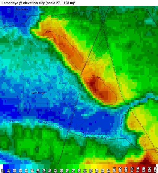 Lamorlaye elevation map