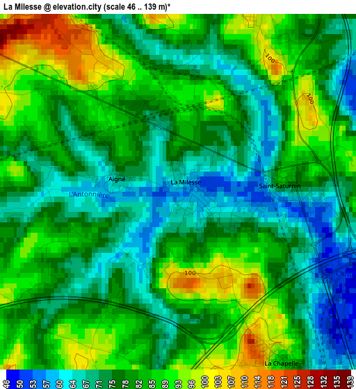 La Milesse elevation map