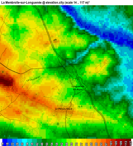 La Membrolle-sur-Longuenée elevation map