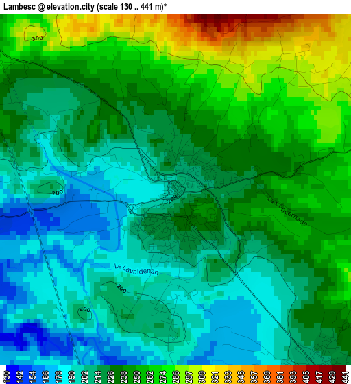 Lambesc elevation map