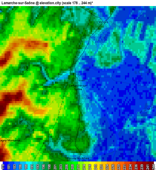 Lamarche-sur-Saône elevation map