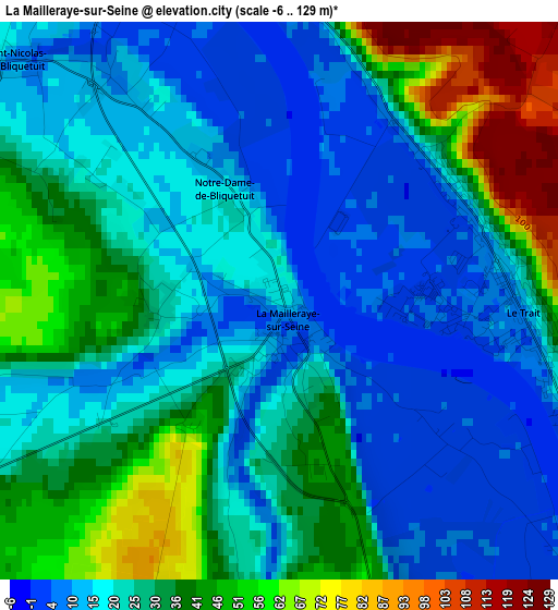 La Mailleraye-sur-Seine elevation map