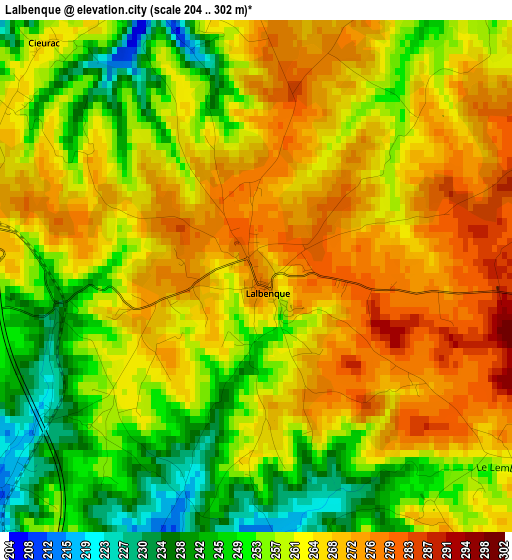 Lalbenque elevation map